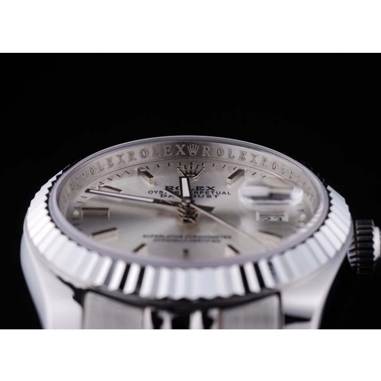 Aaa fake watches 7457 Bezel Dial Datejust Rolex Ribbed Silver 0821